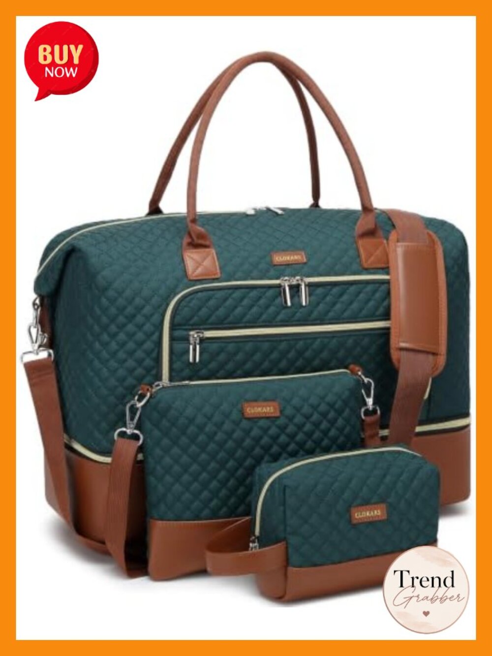 3-Pc Travel Duffel Set Shoe Compartment Carry-On Weekender
